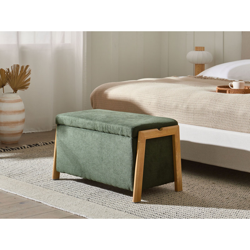 Taheem Fabric Upholstered Storage Bench, Green