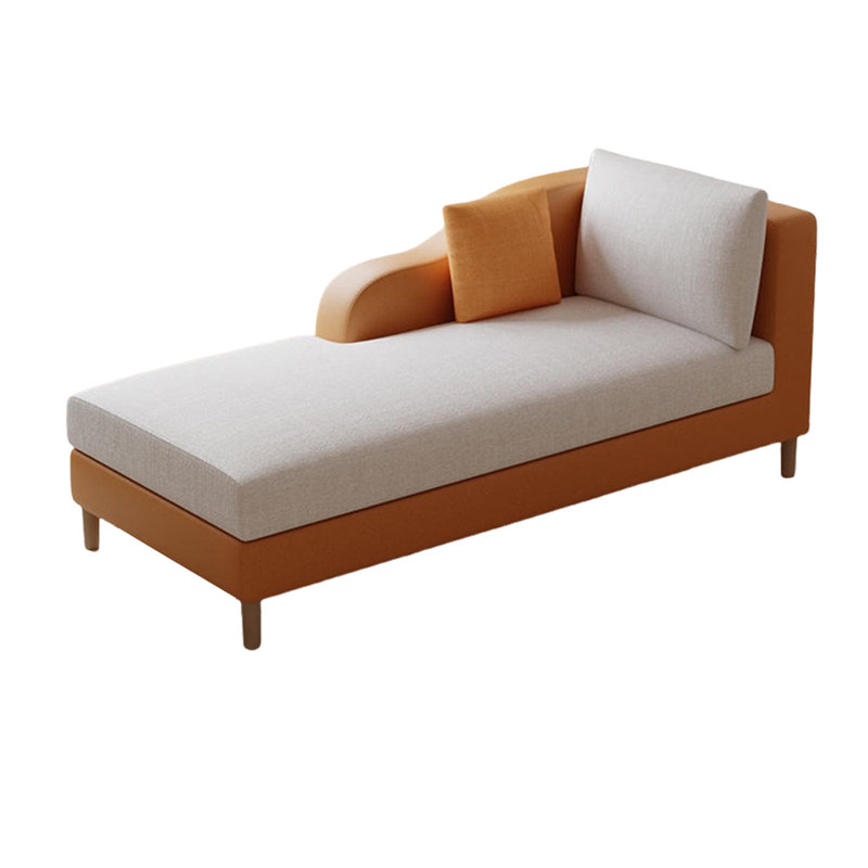 Chaise longue rembourrée Hinna, Beige / orange, Accoudoir à droite (vu de face)