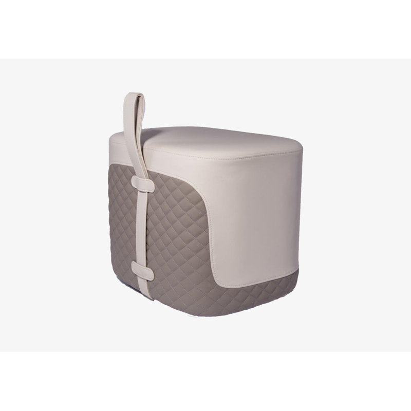 Eagleview Faux Leather Ottoman, Light Gray/Taupe