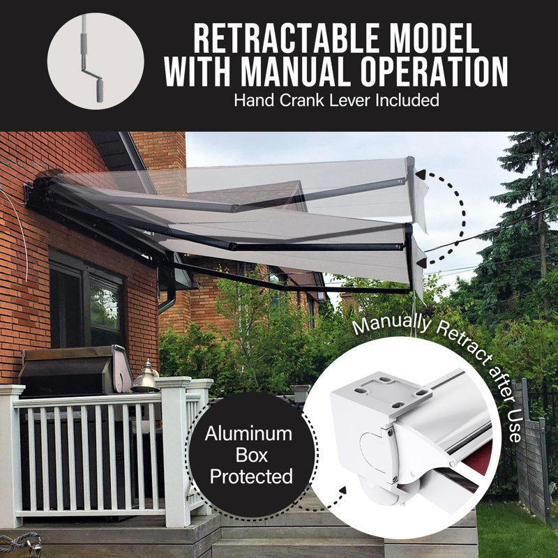 Multiple Awning Manual Right side Hand Crank Lever, Gray, 16.5" H x 15.5" W x 138" D