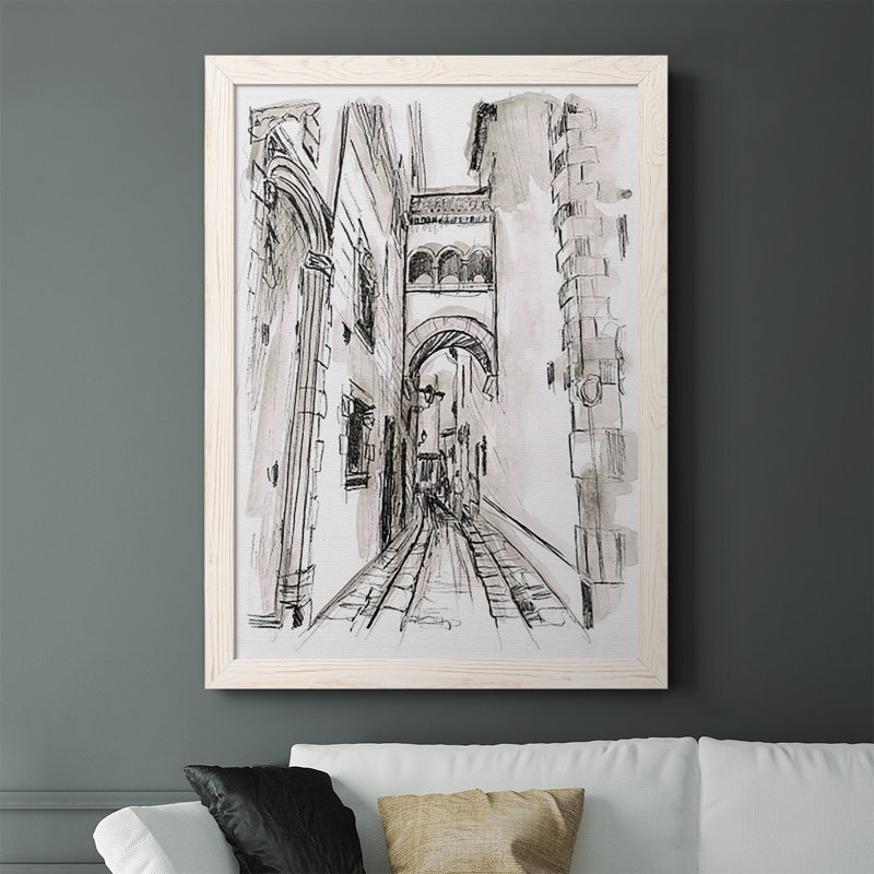 " Europe Street Sketches II ", White, 37.5" H x 27.5" W x 1" D