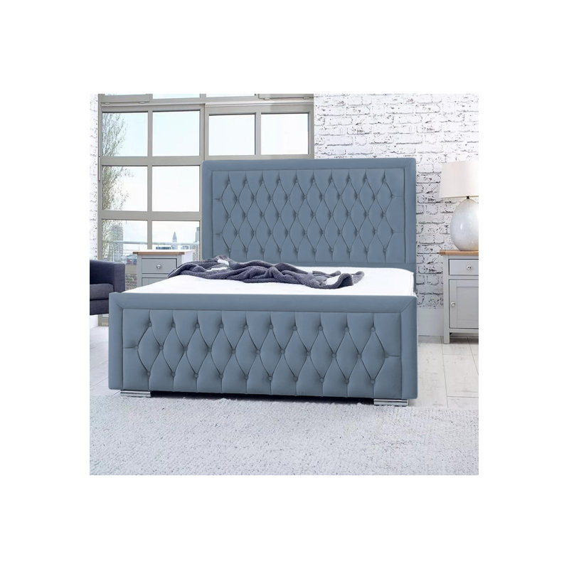Bumperbar Plush Velvet Upholstered Bed Frame | Double | Single | Kingsize | Superking Size Bed Premium Quality | UK Manufactured