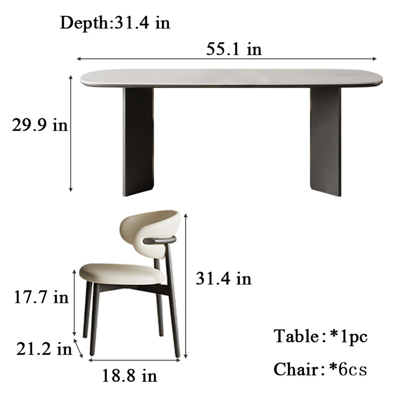 Ensemble de salle à manger Tomiko, H 29,9 po x L 55,1 po x l 31,4 po