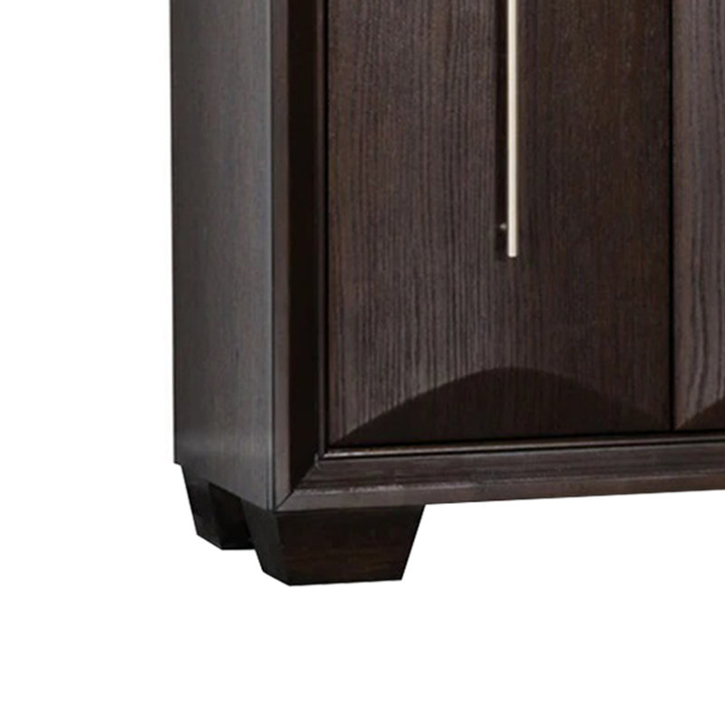 4 Doors Wooden Server With Nickel Appliance Pull Handle In Espresso, Brown