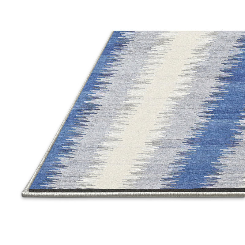Tapis abstrait bleu / beige, Rectangle 5 pi x 7 pi