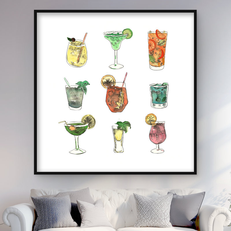 Colourful Cocktail - bleu, reproduction encadrée
