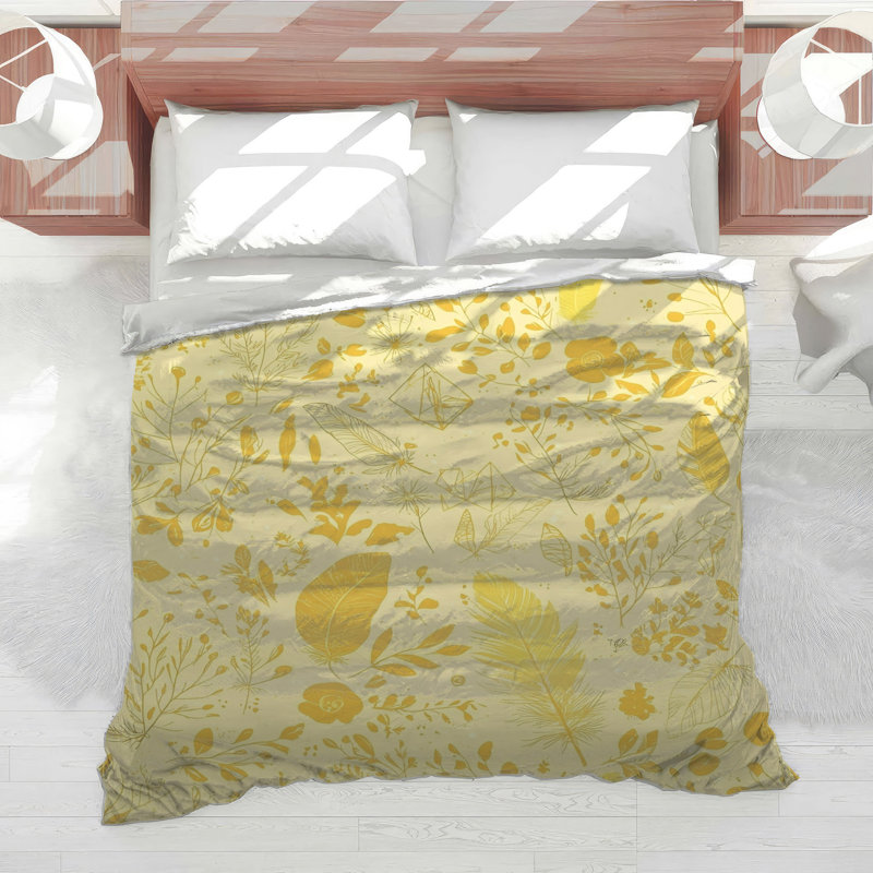 Édredon Botanical Bedding, Édredon simple extra long, Floral jaune clair