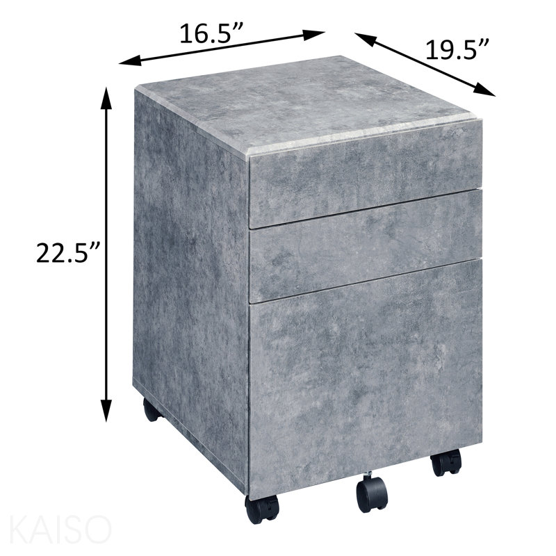 Classeur en bois à 3 tiroirs avec roulettes 1pc, Argent