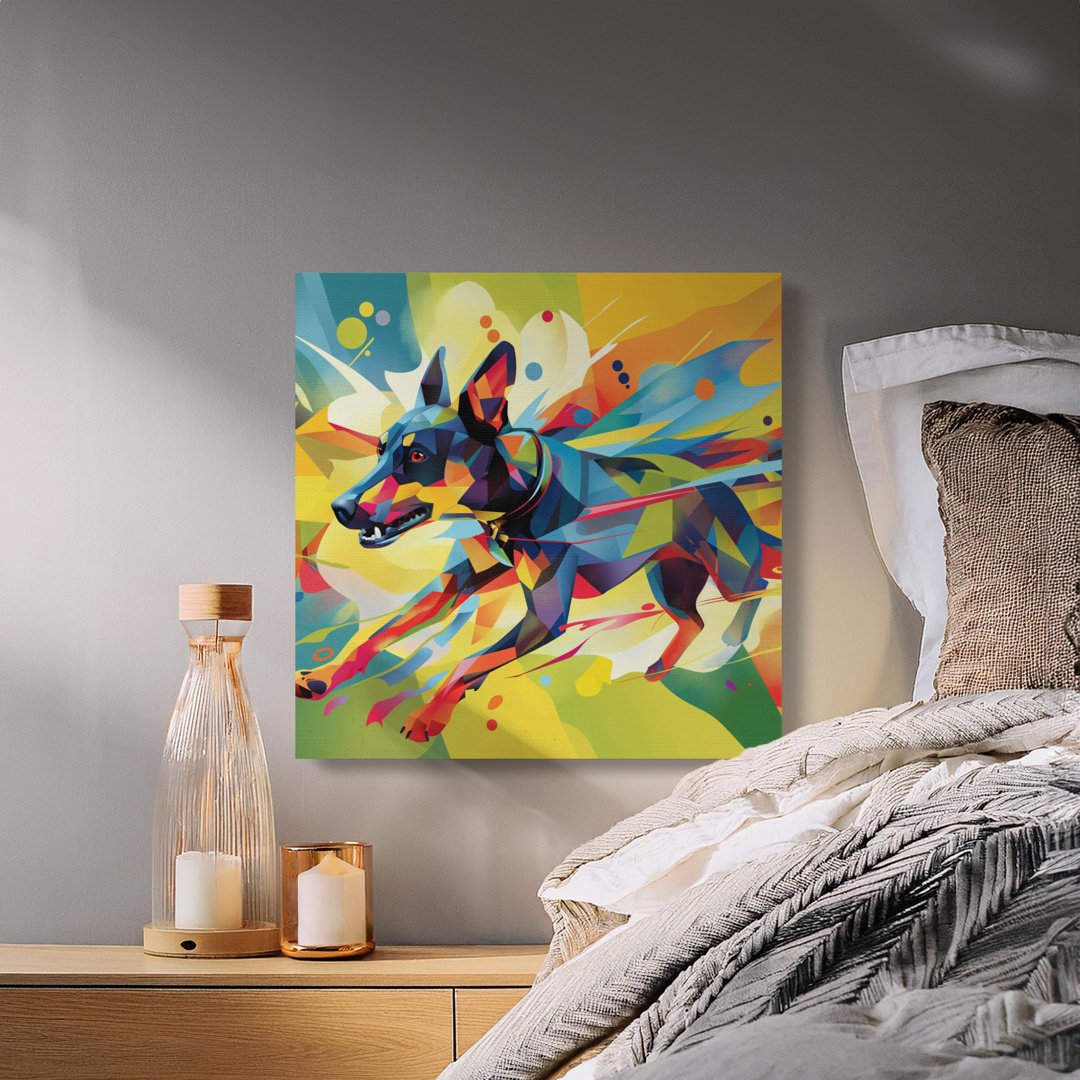 Vibrant Doberman Abstract Geometric Wall Art