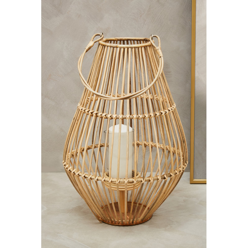 Bourbeau Wicker Tabletop Lantern, Natural