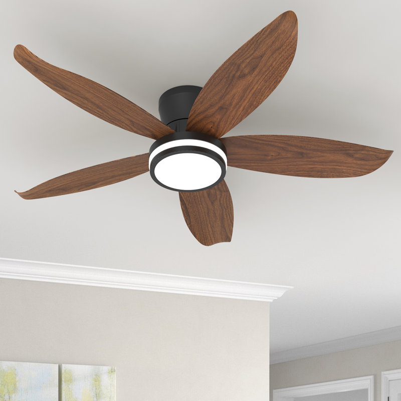  42'' Flush Mount Low Profile Ceiling Fan With Light And Remote/app Control