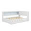 L-Shaped Full-Size Multifunctional Daybed With  Trundle, Storage Shelves, USB Ports & LED Lighting-1159112642