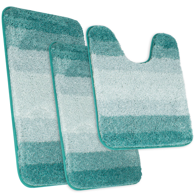 Murri Ombre Bath Rug Set, Bath Mat Set for Bathroom Water Absorbent Soft Microfiber Shaggy, Brown