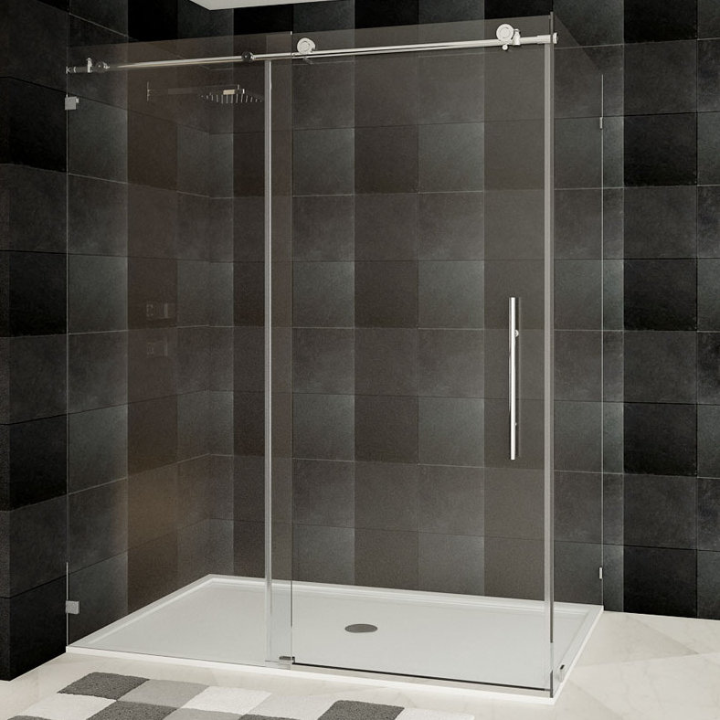 Porte de douche coulissante simple 60" x 76" Ultra-C, Chrome
