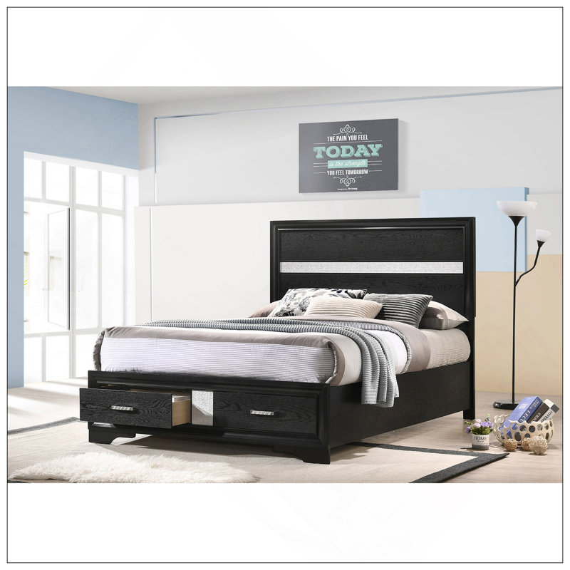 Black Full Storage Panel Bed