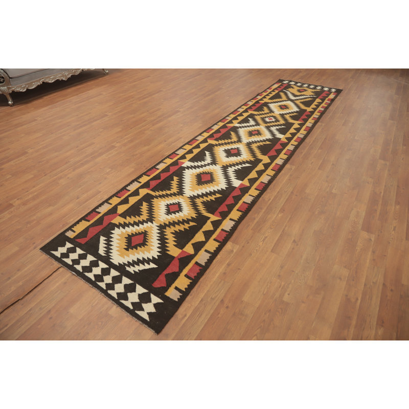 Tapis de couloir oriental géométrique Kilim 3 x 13