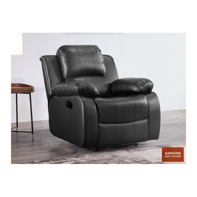 Arberie 102cm Wide Faux Leather Standard Recliner, Black