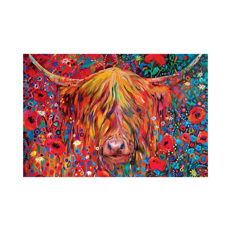 Poppy Cow 1 Piece Painting on Canvas, 66.04 cm H x 45.72 cm W x 1.91 cm D, Wrapped Canvas