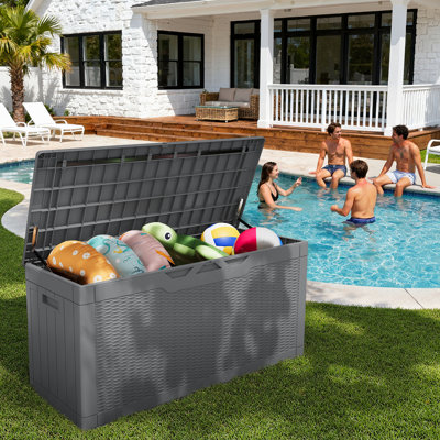 100 Gallons Water Resistant Resin Lockable Deck Box