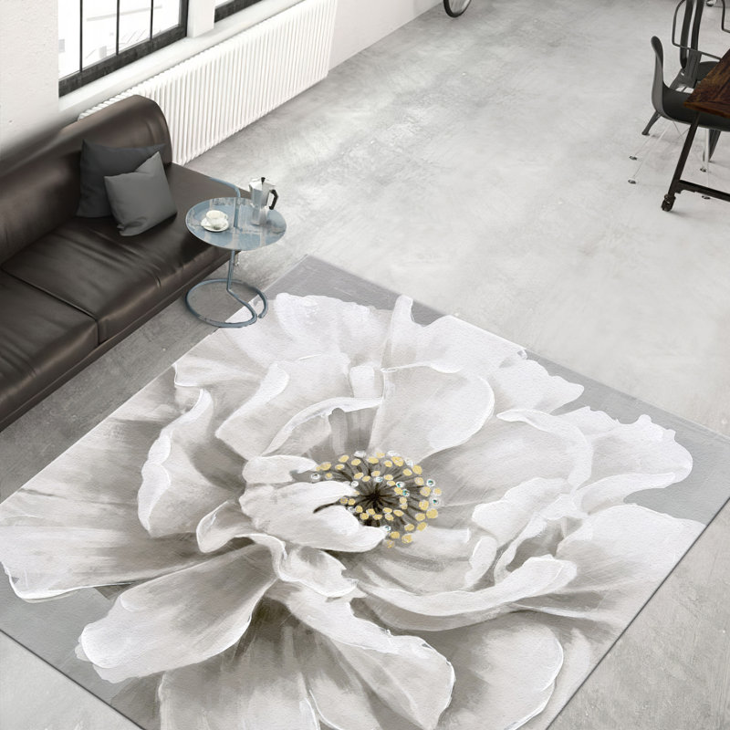 Tapis à motif géométrique chic et tendance au fini velours doux pour une décoration confortable et élégante, Carré 2 pi 11 po