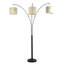 Lampe sur pied à 3 branches Royal, arceau huilé avec abat-jour en lin Royal, interrupteur rotatif à 4 voies