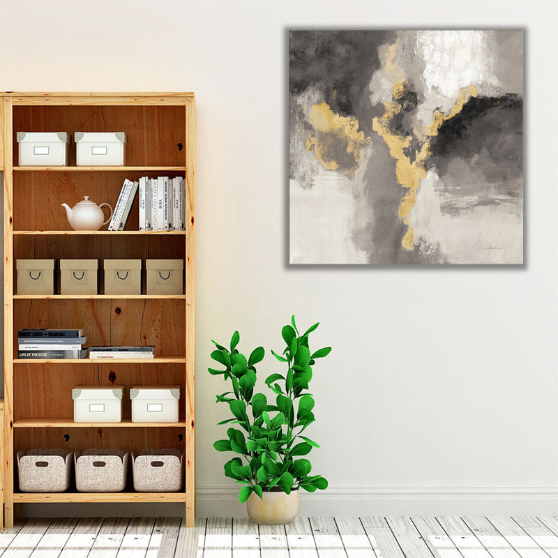 «Sparkle Abstract I Black and White», reproduction d'art sur toile, H 12 po x l 12 po