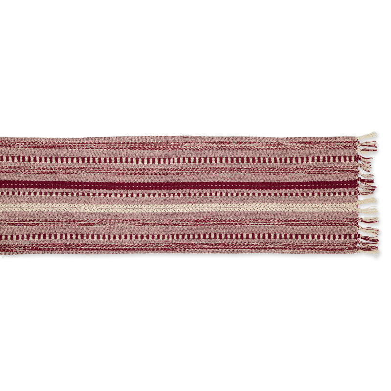 Elco Striped Table Runner, 15'' x 72'', Wine