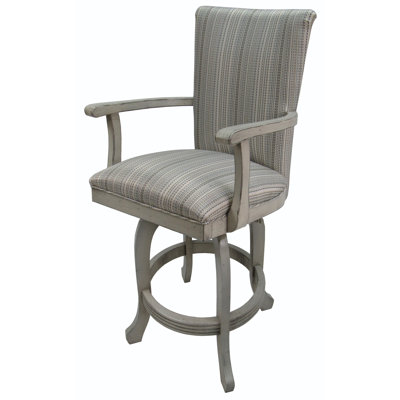 Swivel Upholstered Counter Stool with Solid Wood Frame