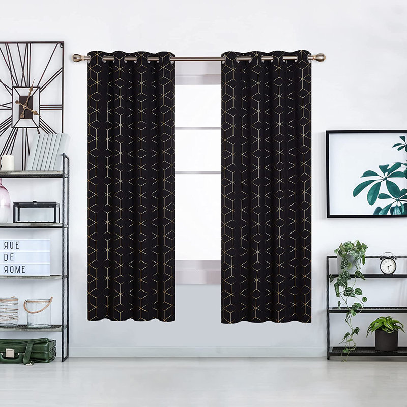 Malone Room Darkening Thermal Curtain, Black, Width 140 x Drop 183cm