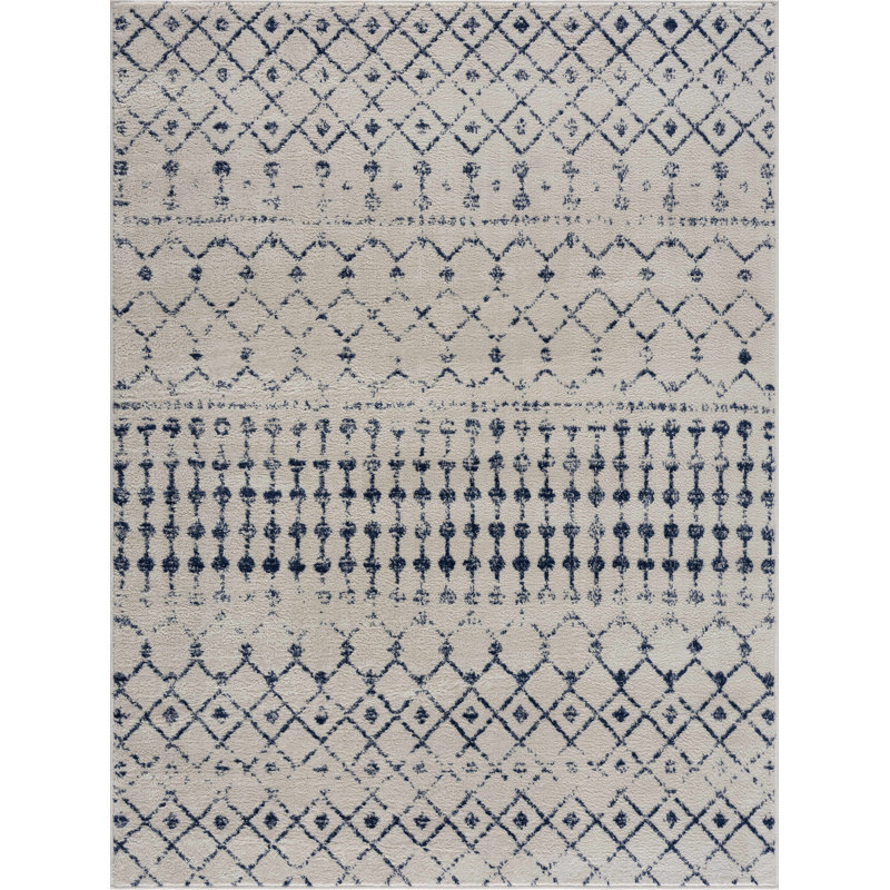 Dounia Transitional Performance Blue Area Rug, Rectangle 9' x 12'