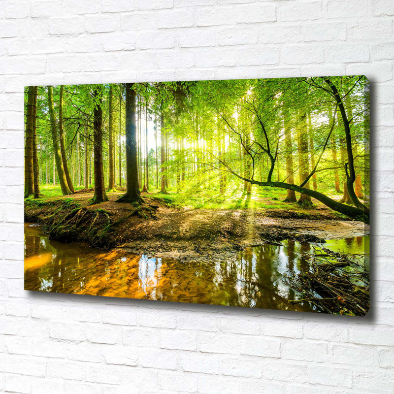 A Waterfall In The Forest - Wrapped Canvas Print