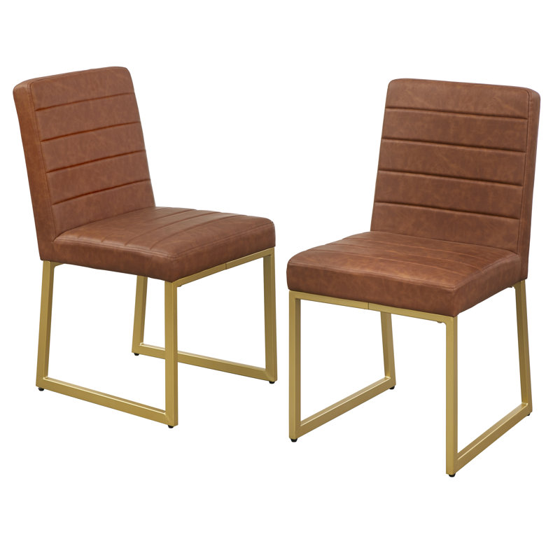 19.25'' H Upholstered Side Chair, Camel Brown