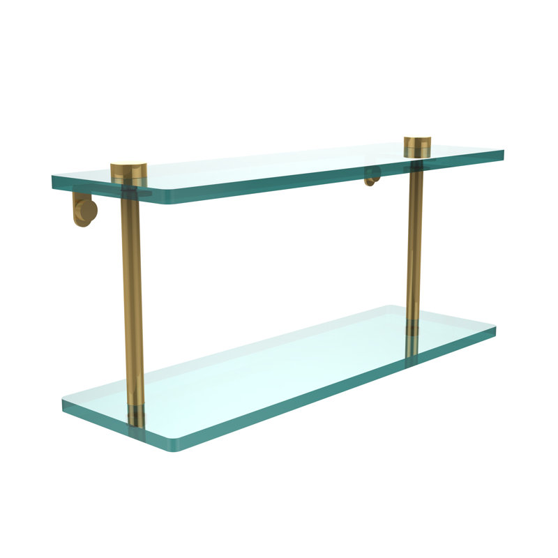 Gober 2 Piece Tiered Shelf, Polished Brass, 16"