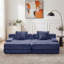 Méridienne surdimensionnée double en flanelle avec 4 coussins Eliam, rembourrée de mousse pure, aucun assemblage requis, bleu-118749124