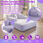 Chaise longue convertible Resta en velours côtelé duveteux avec poches de rangement et 3 coussins-129022236