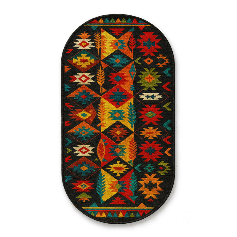 Tapis tissé noir Mosso, 5'1" x 7'7"