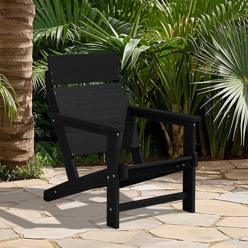 HDPE All-Weather Solid Panel Adirondack Chair, Black