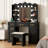 Makeup Vanity with 3-color Lighting Mirror, Outlets, Stool, Storage Drawers and Cabinet-167478793