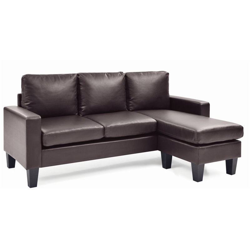 Canapé modulaire en cuir 2 pièces Vegan, Similicuir beige, Orienté à droite