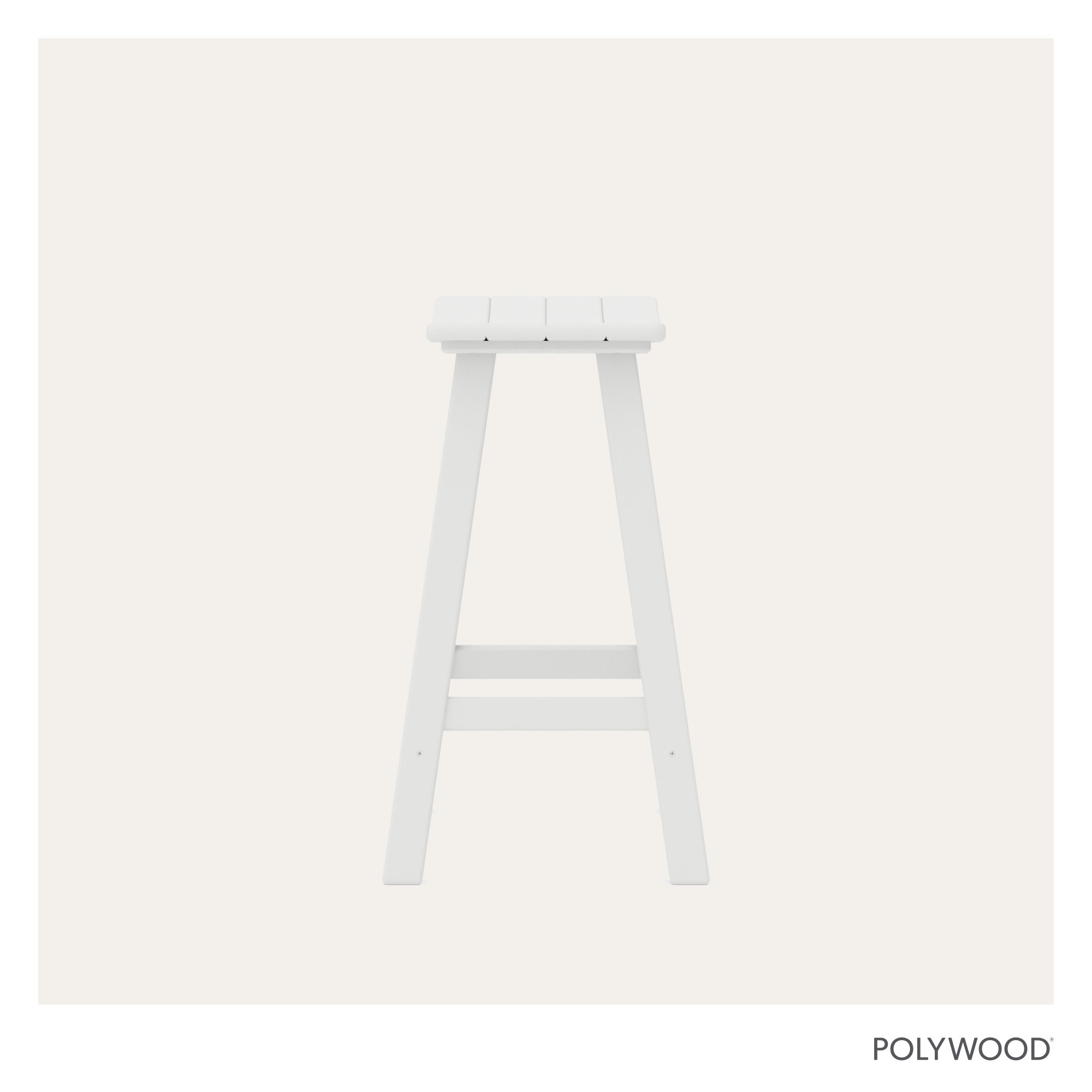 POLYWOOD Traditional Garden Patio Bar Stool, White, 24.75" H