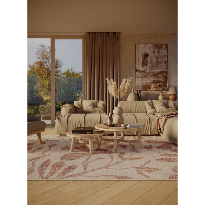 Benjain Washable Floral Indoor Rug, Rectangle 5' x 8'