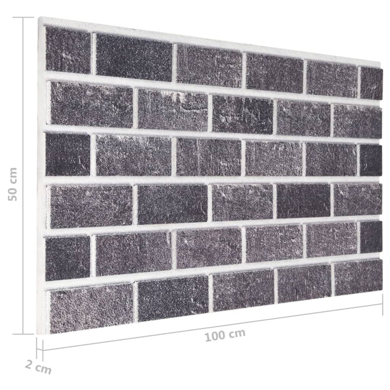 Black and Gray 3D Textured Brick Wall Panels, 39.4 x 19.7 in