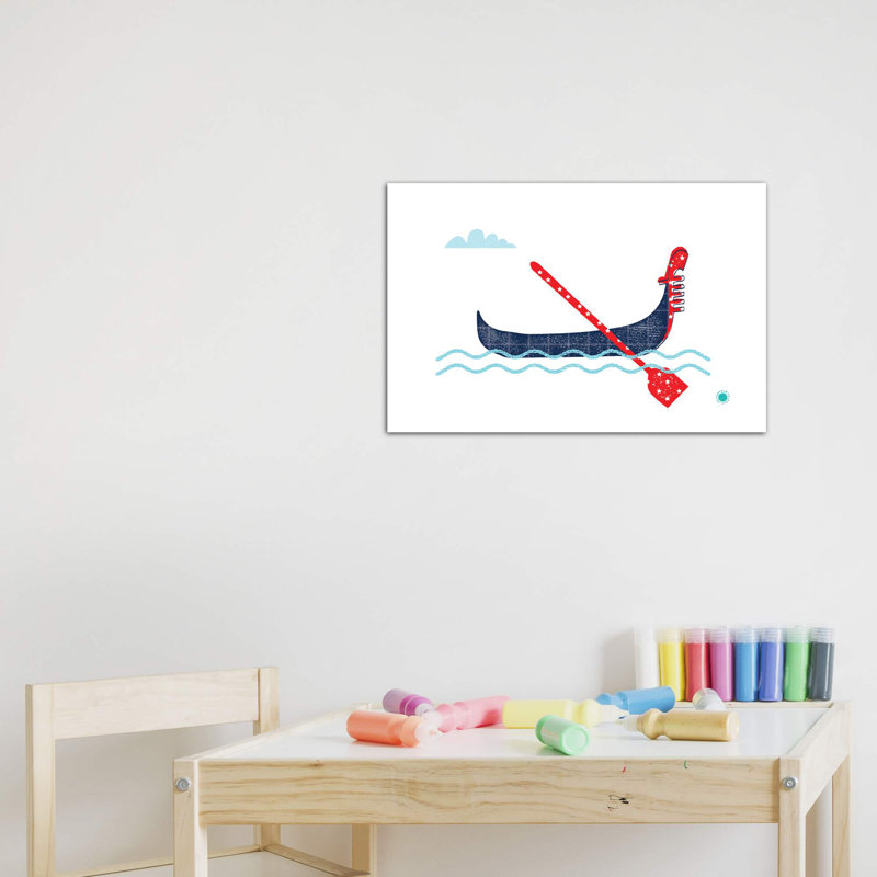 Gondole - impression d'art graphique, H 8 po x l 12 po x P 0,75 po, Toile tendue, Pas de tapis