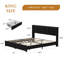 Très grand lit plateforme à oreilles tapissier en velours avec 2 tiroirs de rangement, aucun sommier requis, lit de loisirs confortable, facile à assembler, noir-108904229-108904224