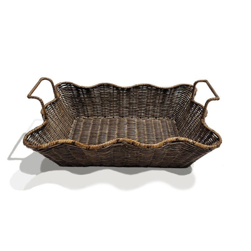 Rattan Tray, 5" H x 23.75" W x 17" D, Antique Brown