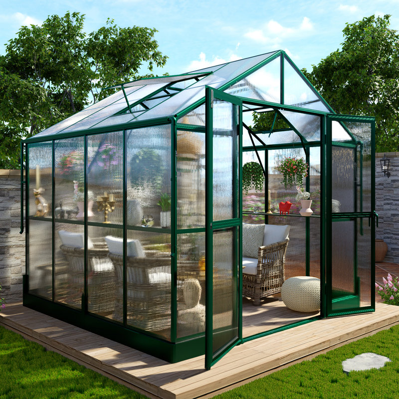 AMERLIFE Polycarbonate Greenhouse with Quick-Connect System, 91" D, Green