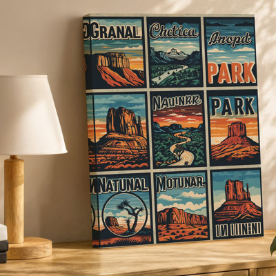 Canvas Create A Visually Striking Collage Of Vintage Style National Park Wall Art Posters Featuring Iconic Landscapes Such As The Canvas Wall Art