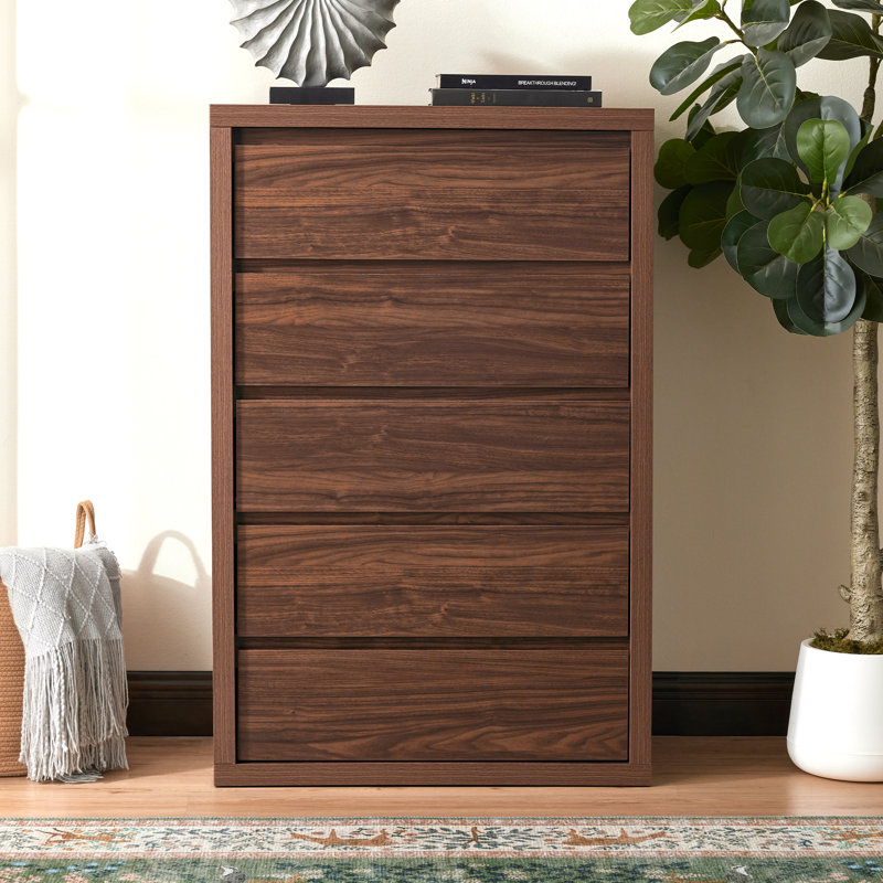 Commode à 5 tiroirs l 30 po Fere, Brun acajou