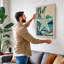 Starfish and Wave Japandi - Wrapped Canvas-655049781-655049771