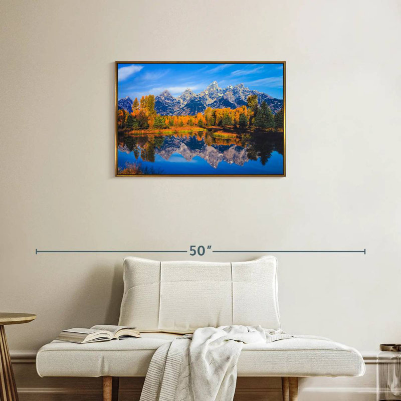 Feuillage doré Grand Teton, Cadre flottant doré, 31 po x 21 po